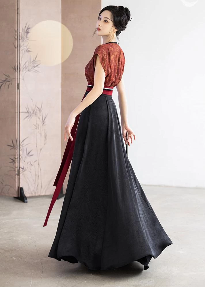 Women’s Daily Hanfu 2-Piece Top & Skirt Set Floral Shade| HANFUBAO