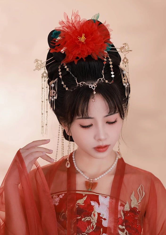 Women’s Yarn Peony Flower Hair Clip 25x18cm | HANFUBAO