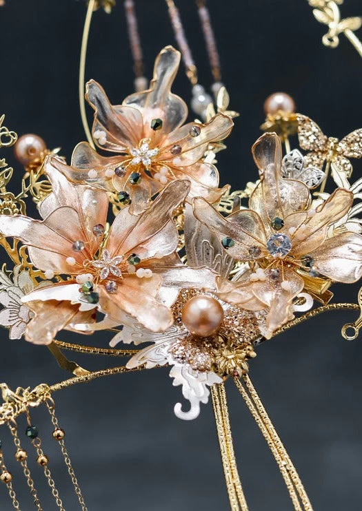 Women Alloy Bridal Hand Fan with Gemstones, Elegant Wedding | HANFUBAO