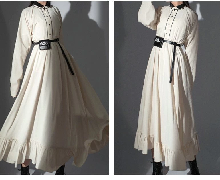 Women's Modern Hanfu Trench Coat Set White |  Blend | HANFUBAO