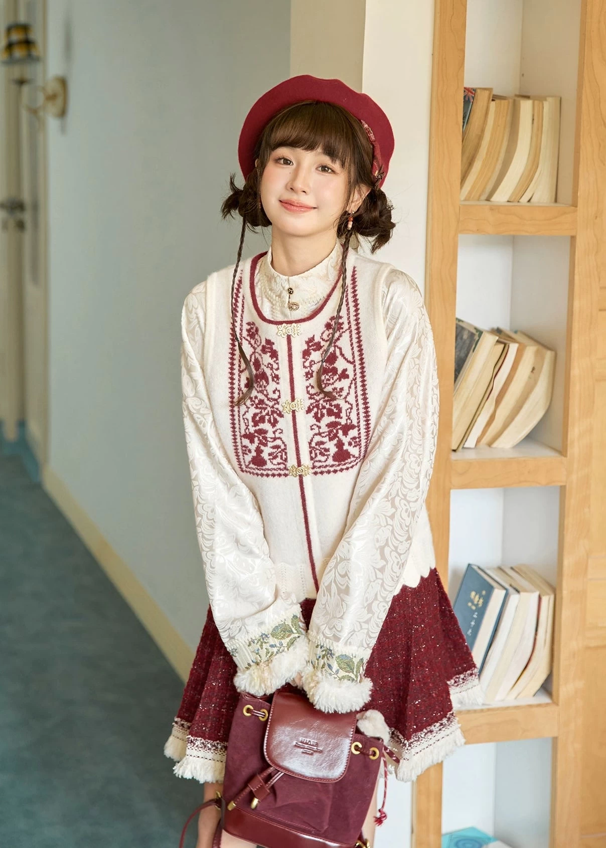 Unisex 3-Piece Modern Hanfu Set, Fortune Flower Embroidered| HANFUBAO