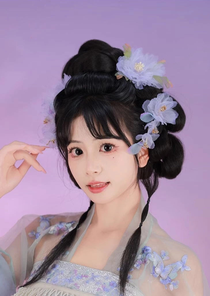 Women's Hanfu Hibiscus Yarn Flower Hair Pieces Pair | HANFUBAO