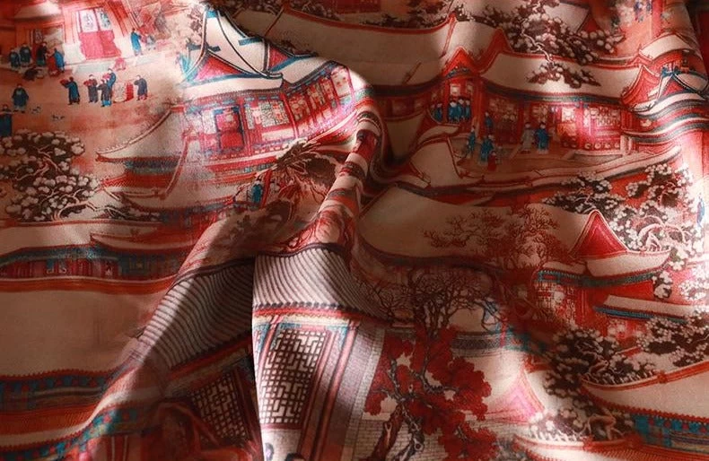 Women Vintage Satin Qipao MeilRed Painting Print | HANFUBAO