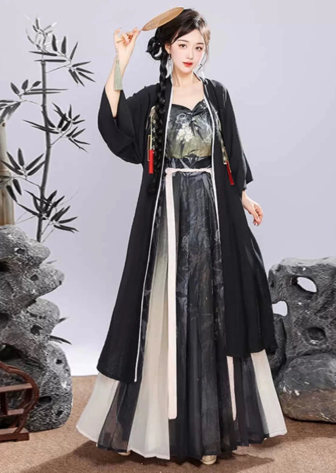 Women's Daily Hanfu 4-Piece Set Bamboo Print Plus Size | HANFUBAO