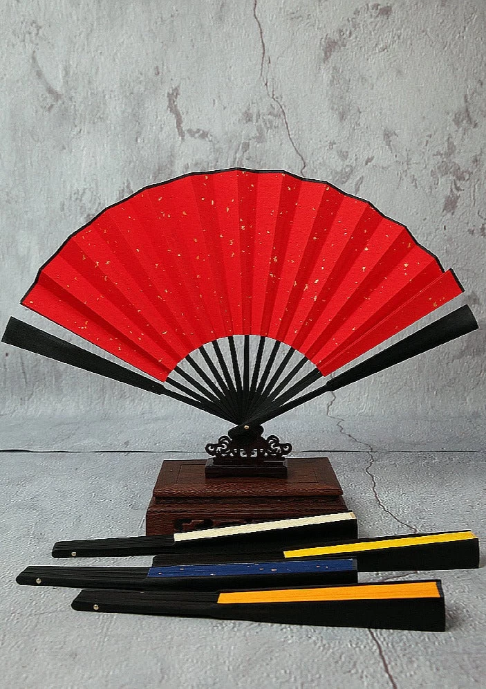 Chinese Paper Folding Hand Fan Scattering Gold Pattern 33.3cm | HANFUBAO