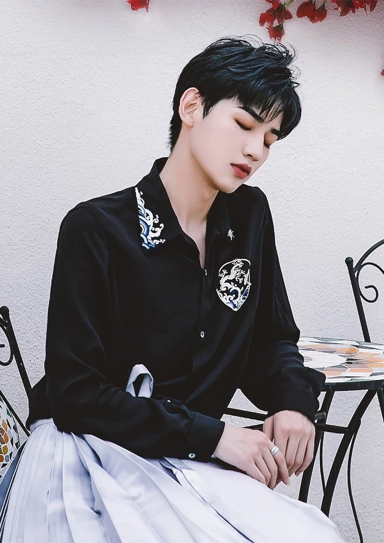 Unisex Modern Black Daily Hanfu Blouse, 100% Polyester, Plus Size | HANFUBAO