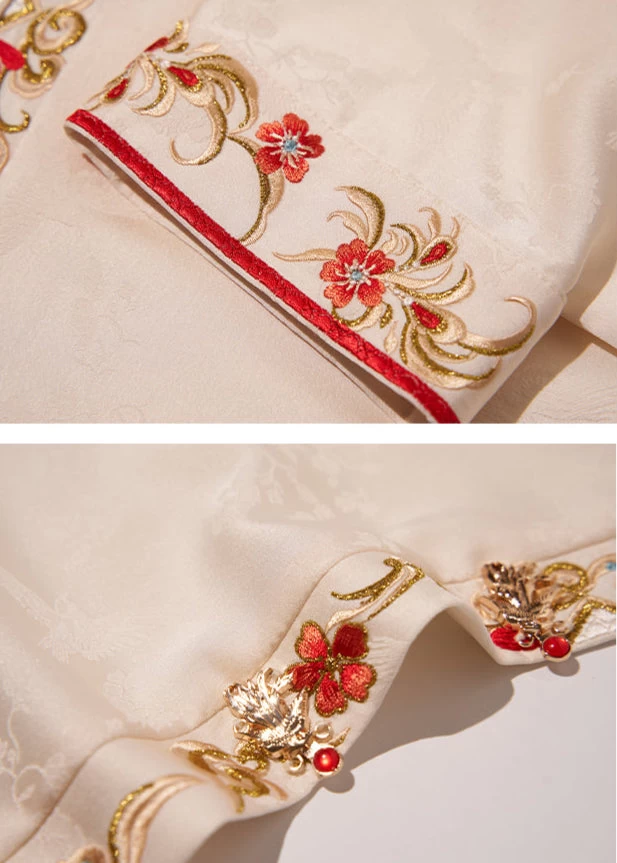 Women Modern Hanfu Wedding Set  Red Phoenix Embroidery Plus Size | HANFUBAO