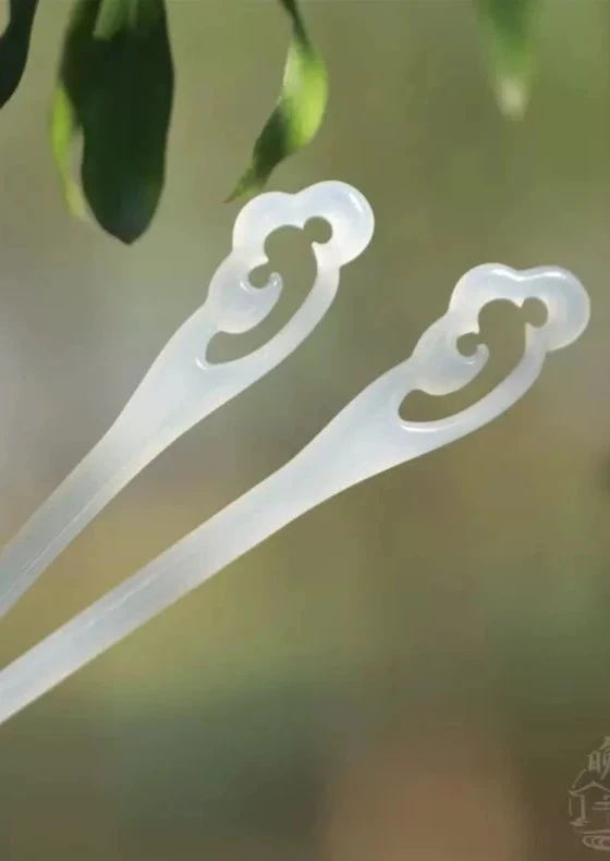 Women Cloud-Pattern Resin Plastic Hairpin Pair for Hanfu Daily Wear | HANFUBAO