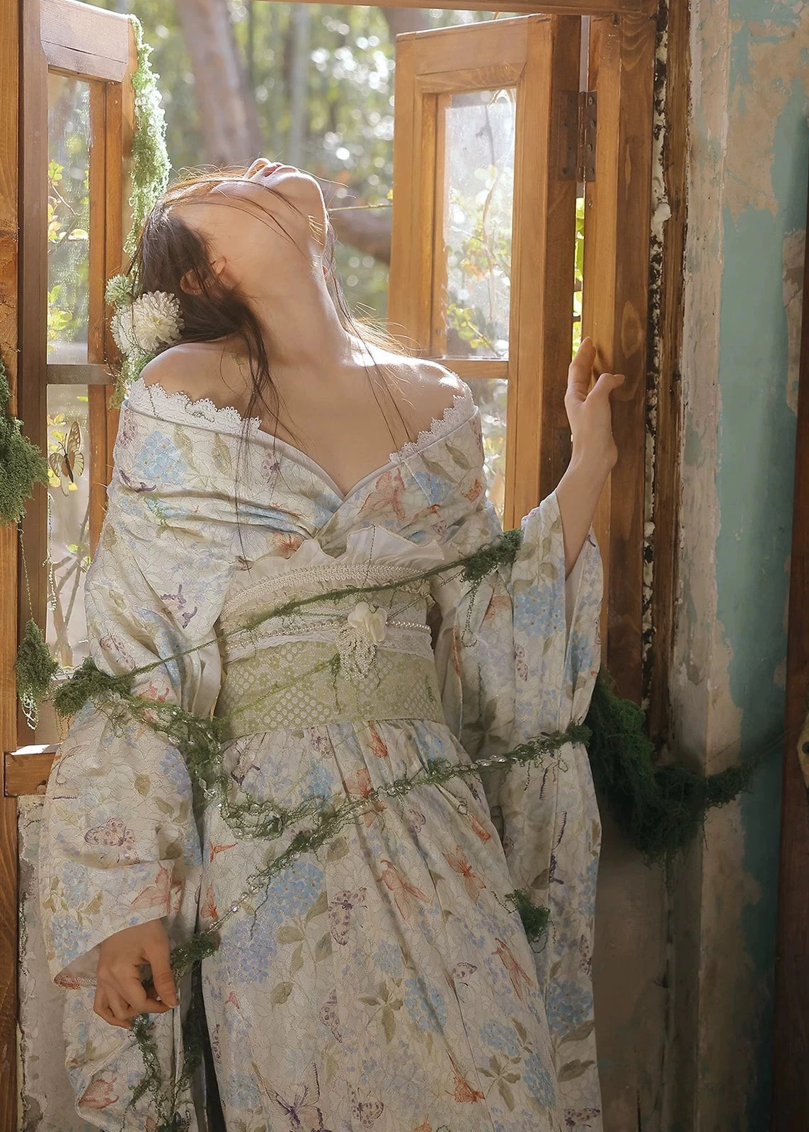 Women’s Butterfly Blossom Lace Hanfu Kimono Set,  Daily/Event Wear | HANFUBAO