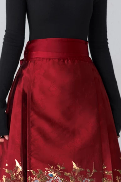 Women Modern Daily Hanfu Cotton Blend 2-Piece Mamian Skirt Set | HANFUBAO