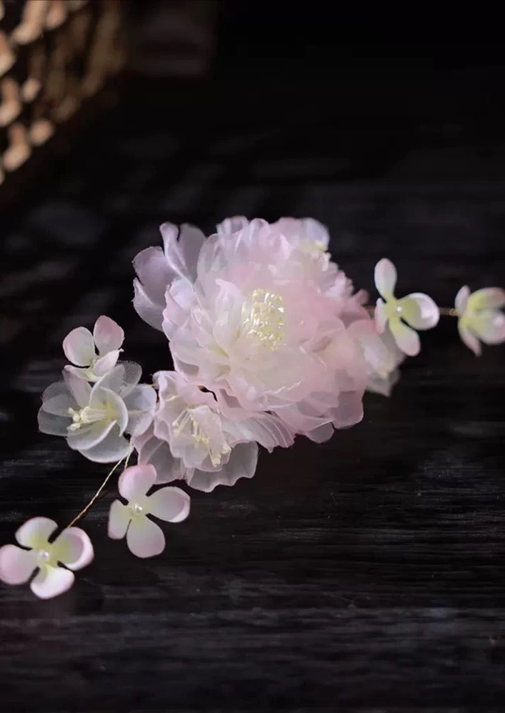 Women China Rose Yarn Flower Hair Clips for Hanfu Styling| HANFUBAO