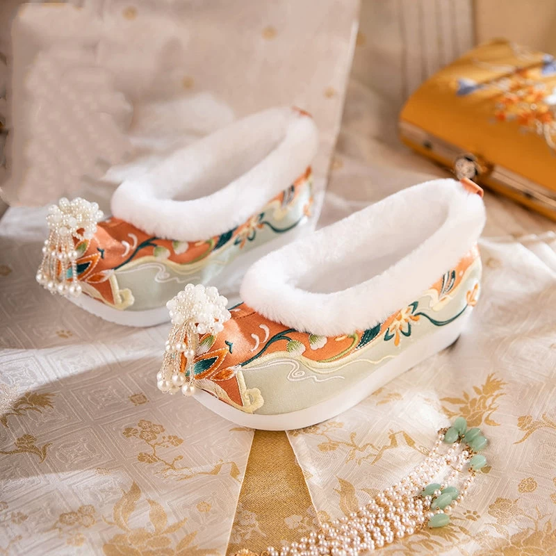 Women's Canvas Winter Shoes Floral Embroidery | HANFUBAO