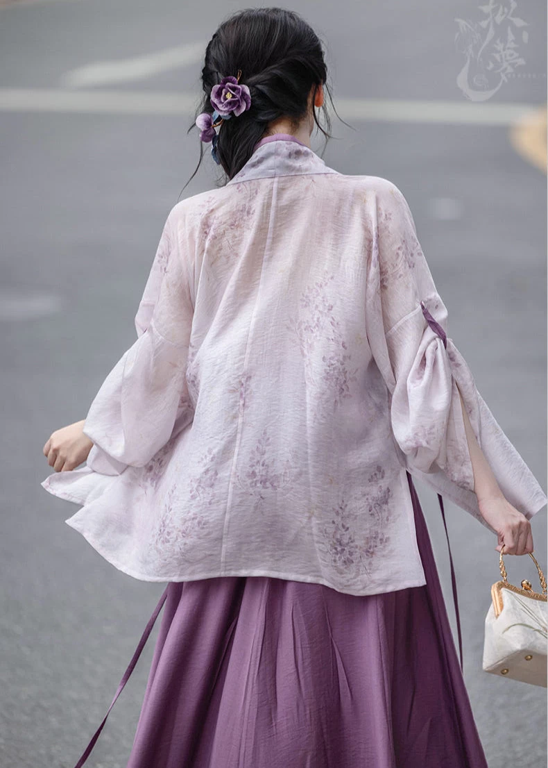 Women Viscose-Nylon Modern Daily Hanfu Set Wisteria Purple | HANFUBAO