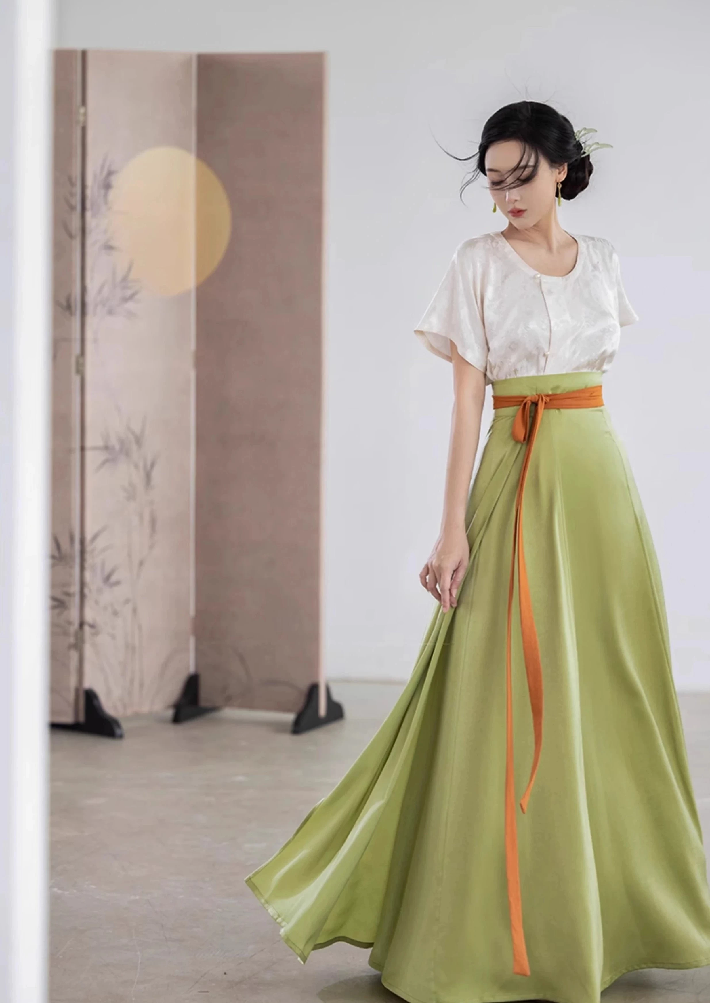 Women Modern Hanfu Artificial Silk-Cotton Summer Top | HANFUBAO
