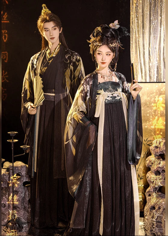 Women's Plus Size Couple Daily Hanfu 2-Piece Chiffon Set | HANFUBAO