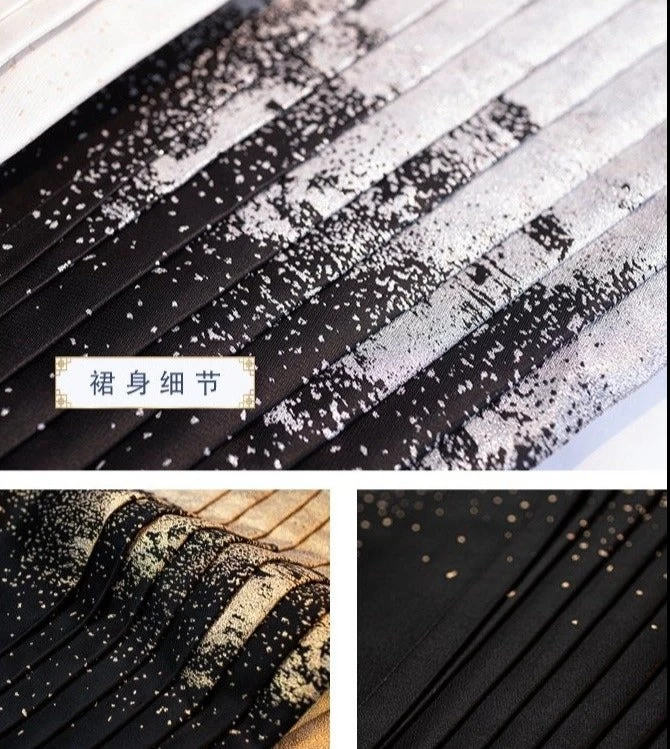 Women Modern Hanfu Ma Mian Skirt Silver | HANFUBAO