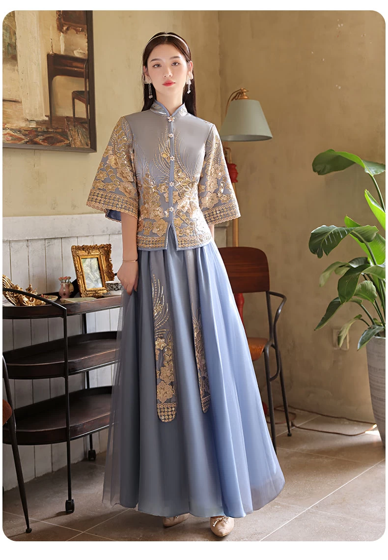 Women Chinese Hanfu Bridesmaid Dress Set  Plus Size| HANFUBAO
