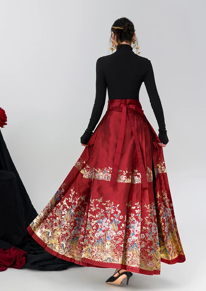 Women Modern Daily Hanfu Cotton Blend 2-Piece Mamian Skirt Set | HANFUBAO