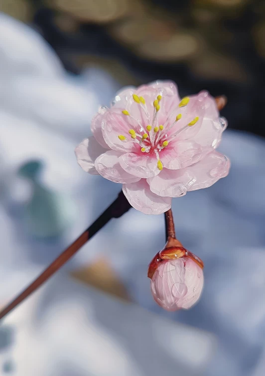 Cherry Blossom Pink Shrinky Dinks Hairpin for Hanfu & Daily Wear | HANFUBAO