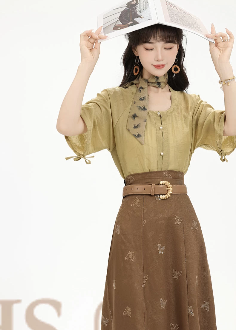 Women Modern Daily Hanfu 3-Piece Set Moonlight Floral | HANFUBAO