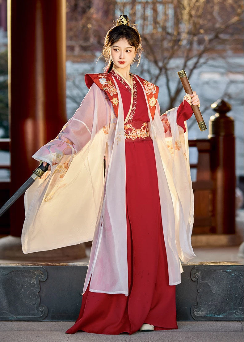 Unisex 3-Piece Daily Hanfu Set Jade Light Plus Size| HANFUBAO