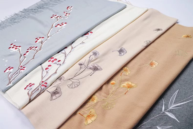 Unisex Modern Daily Hanfu Scarf 5-Color Ginkgo Print | HANFUBAO