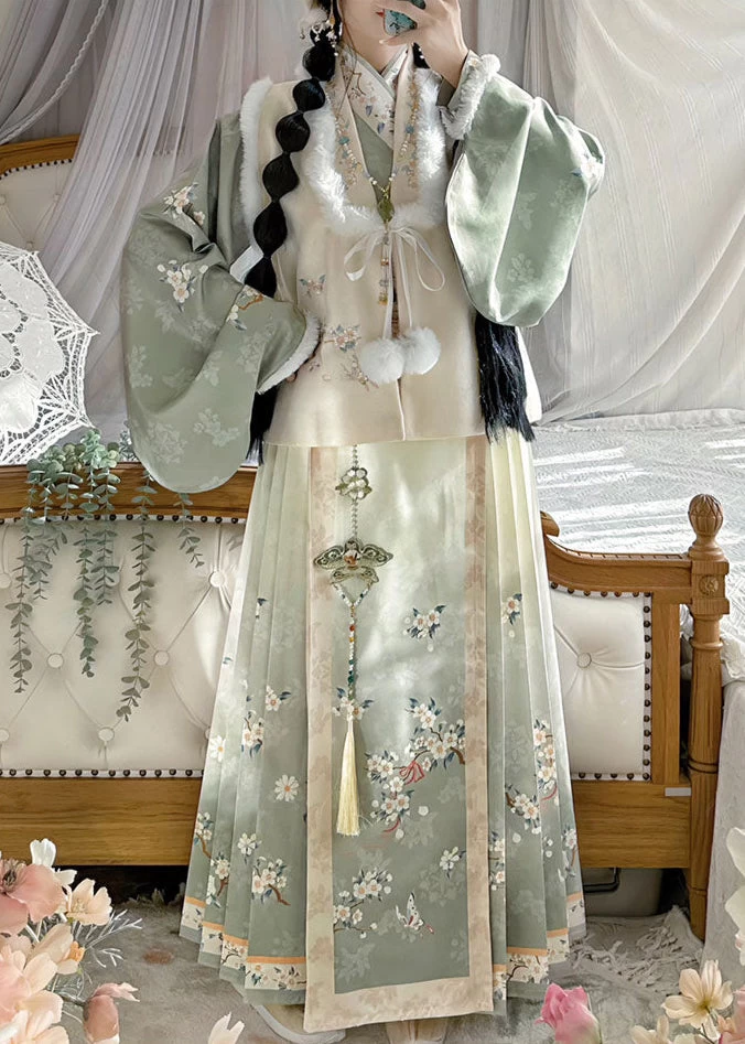 Women’s Plus Size Modern Winter Hanfu Set Plum Blossom  | HANFUBAO