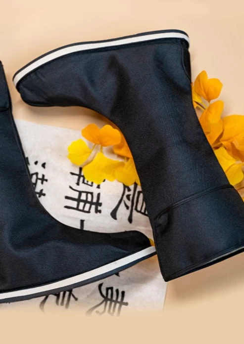 Unisex Ming Dynasty Hanfu Official Boots Black/White PU Leather| HANFUBAO