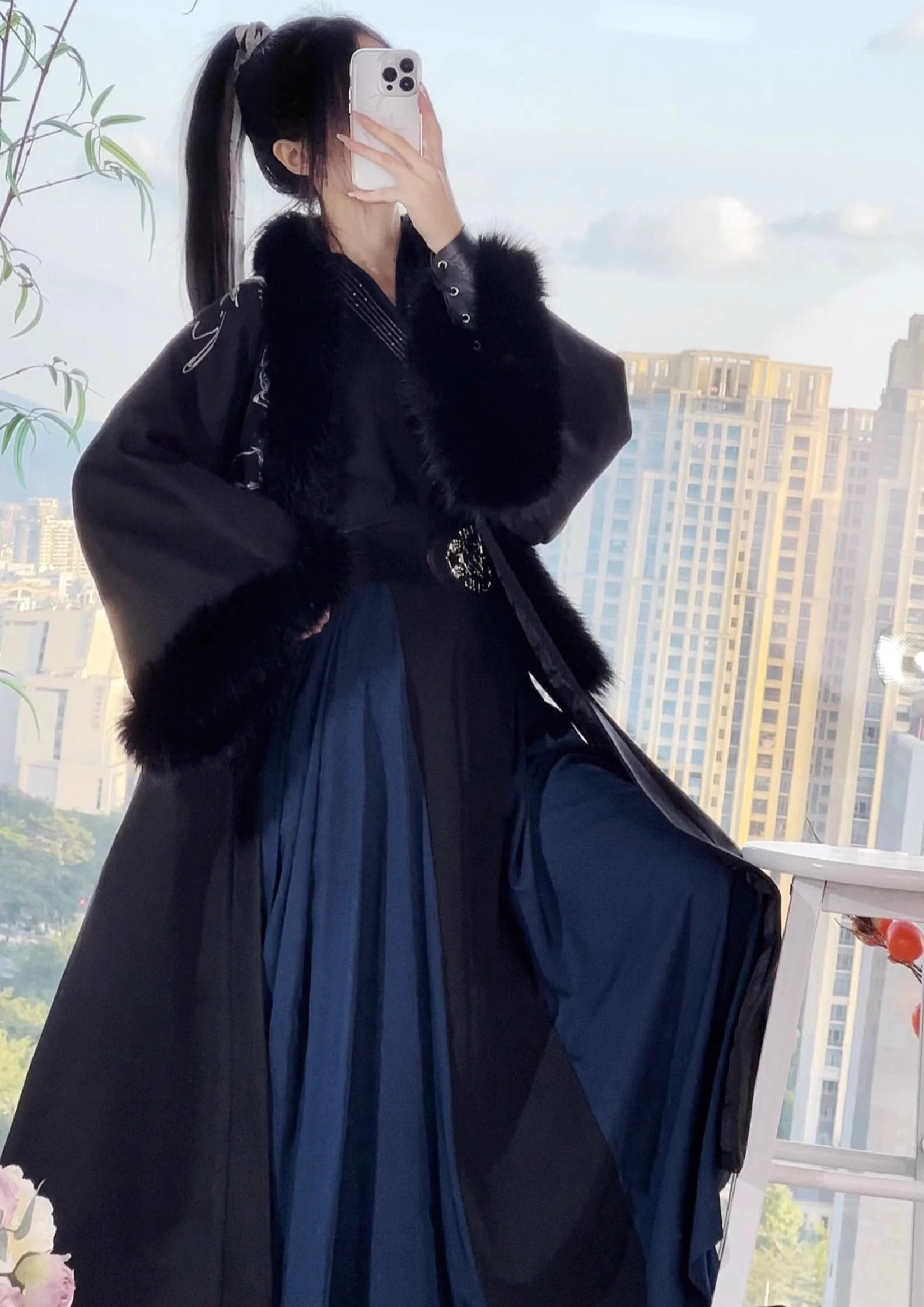 Unisex 6-Piece Winter Couple Hanfu Bamboo Embroidery Polyester| HANFUBAO