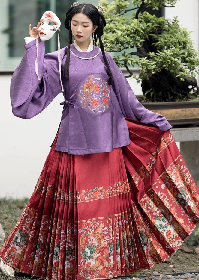 Women Ming Dynasty Ma Mian Skirt Half Cosmo Embroidered 6m Hemline| HANFUBAO