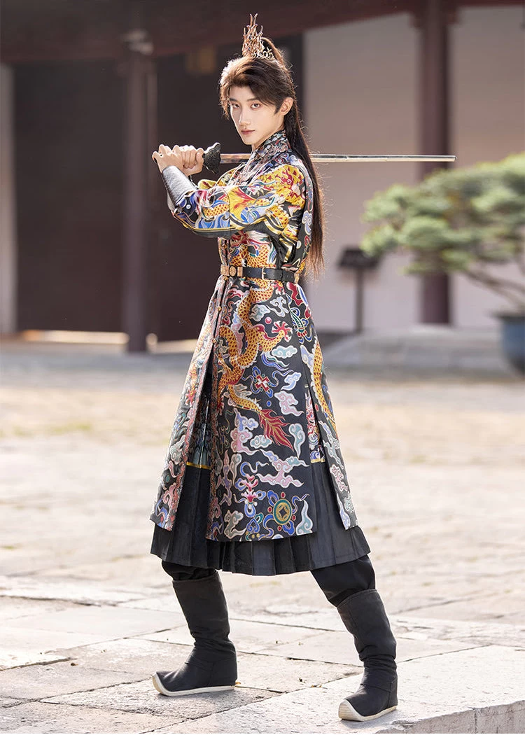 Unisex 4-Piece Embroidered Flying Fish Ming Hanfu Set for Cosplay| HANFUBAO