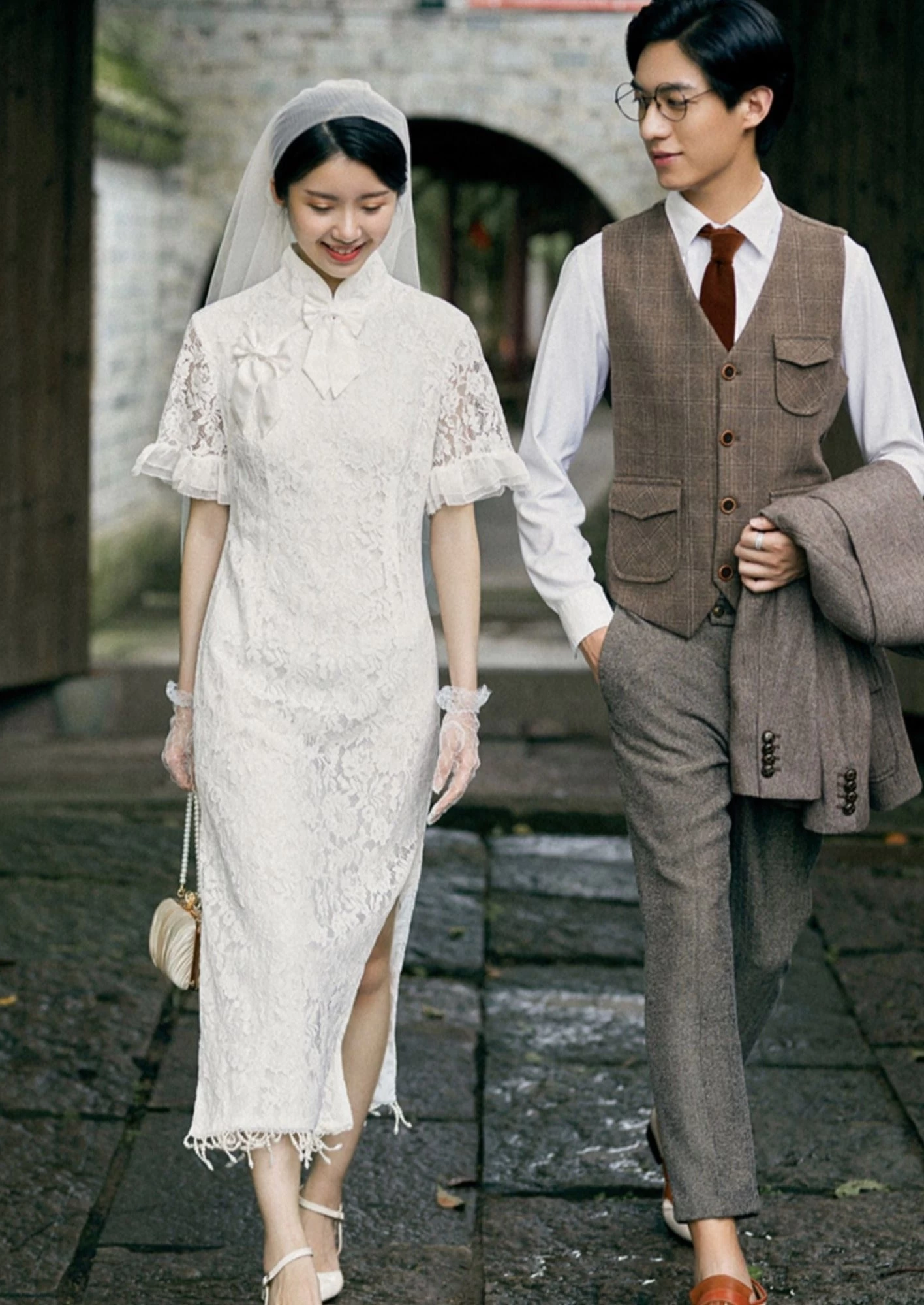 HANFUBAO | Women Lace Modern Hanfu Qipao Wedding Dress White S-XL