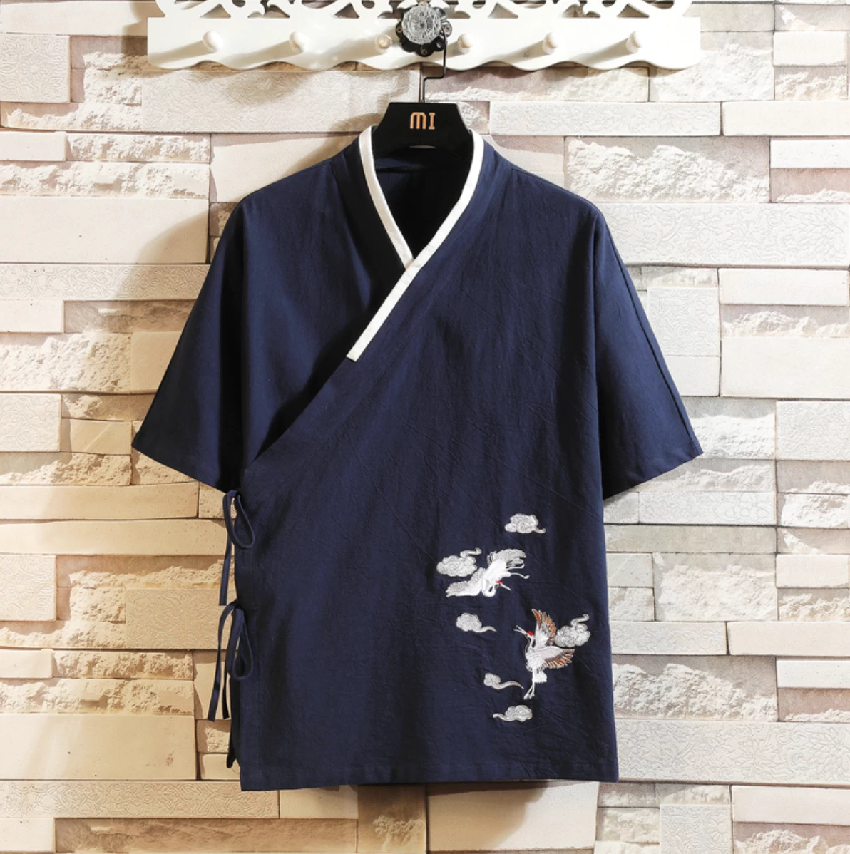 Unisex Blue Daily Hanfu Kimono Robe Plus Size Cotton Blend | HANFUBAO