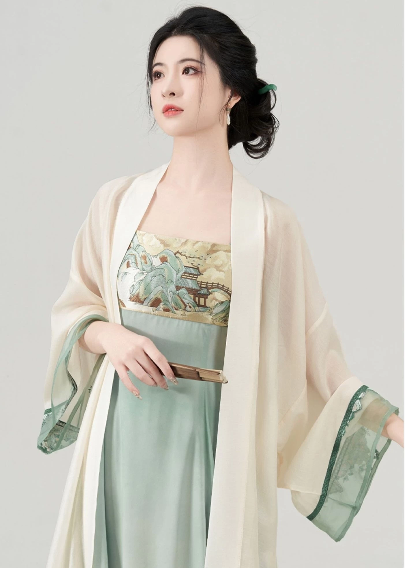 Women Modern Hanfu 2-Piece Set Qing Shan Print | HANFUBAO