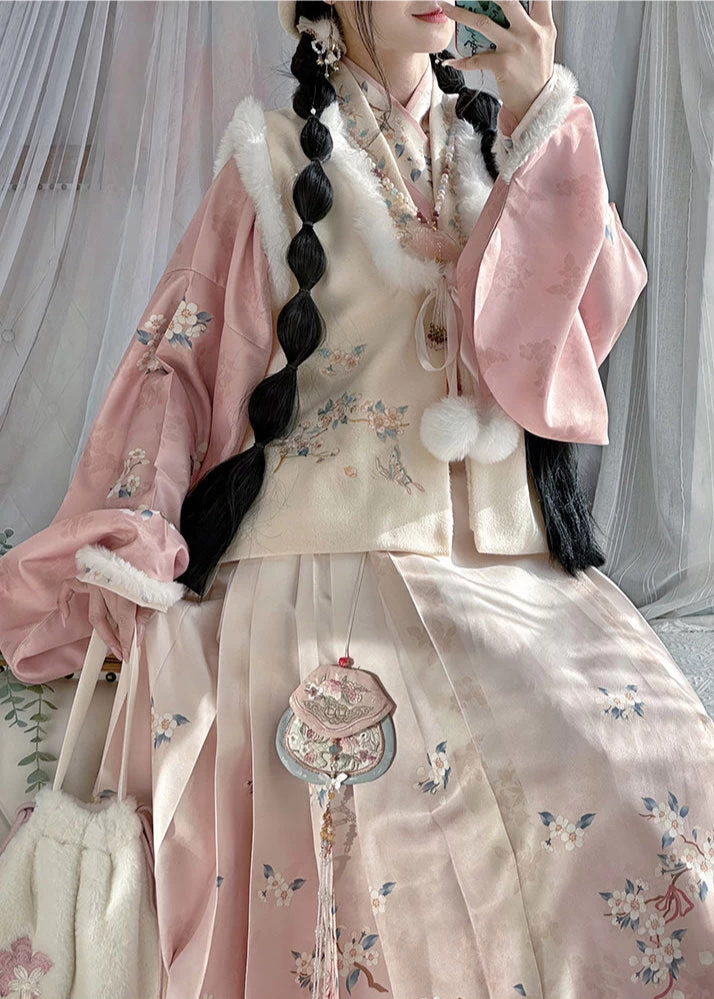 Women’s Plus Size Modern Winter Hanfu Set Plum Blossom  | HANFUBAO