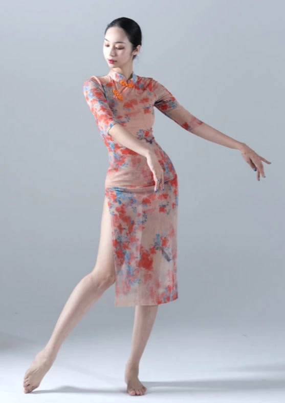 Women's Chinese Hanfu Dance Costume Cherry Blossom Deer Print | HANFUBAO