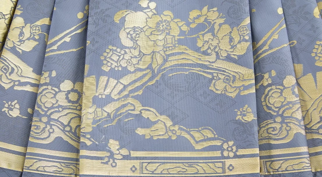 Women’s Daily Hanfu 2-Piece Shirt & Skirt Set Blue Iris Floral| HANFUBAO