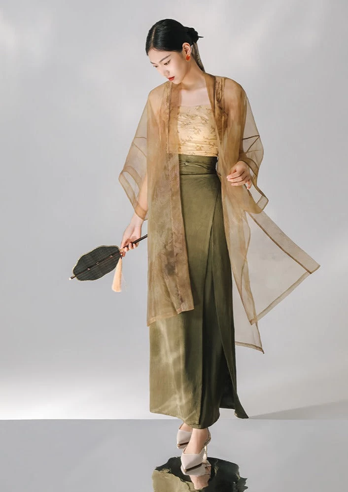 Women’s Modern 3-Piece Hanfu Set Tank Top Skirt Coverup Plus Size| HANFUBAO