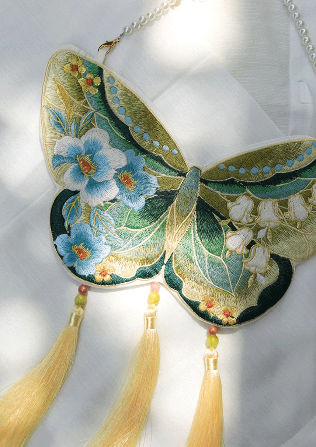 Unisex Double-Sided Embroidered Butterfly Hanfu Purse 29x29cm Polyester| HANFUBAO