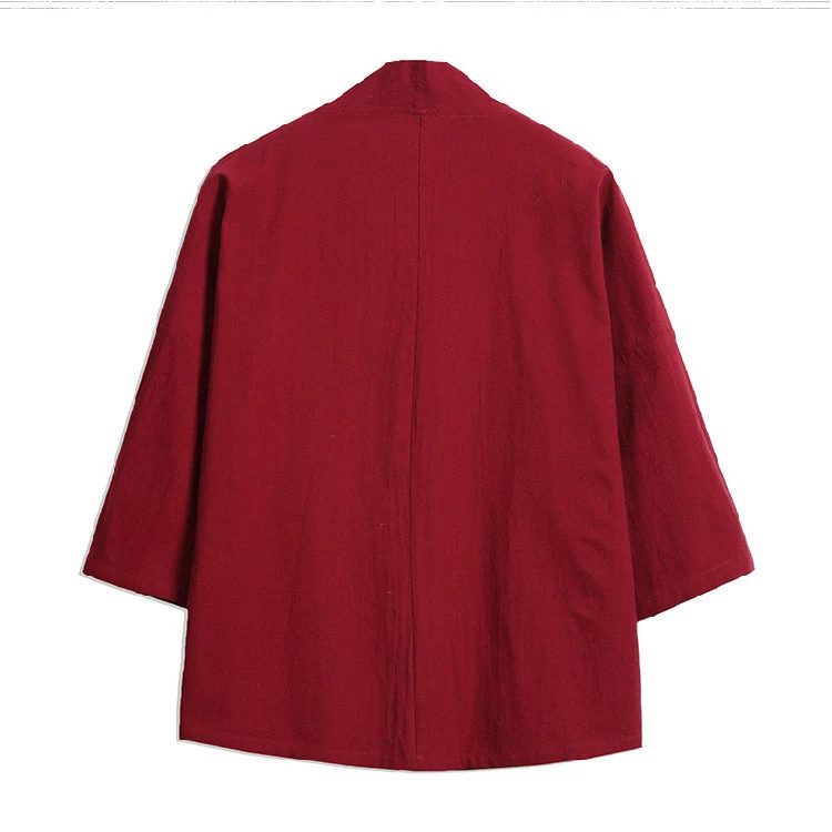 Unisex Daily Hanfu Kimono Robe Blue Plus Size Cotton Blend | HANFUBAO