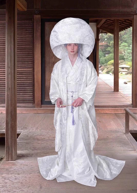 Women’s Modern Hanfu Kimono Set  White Shiromuku | HANFUBAO