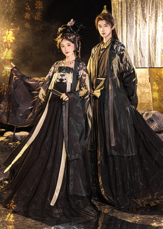 Unisex 3-Piece Plus Size Couple Hanfu Chiffon Daily Cosplay Set | HANFUBAO