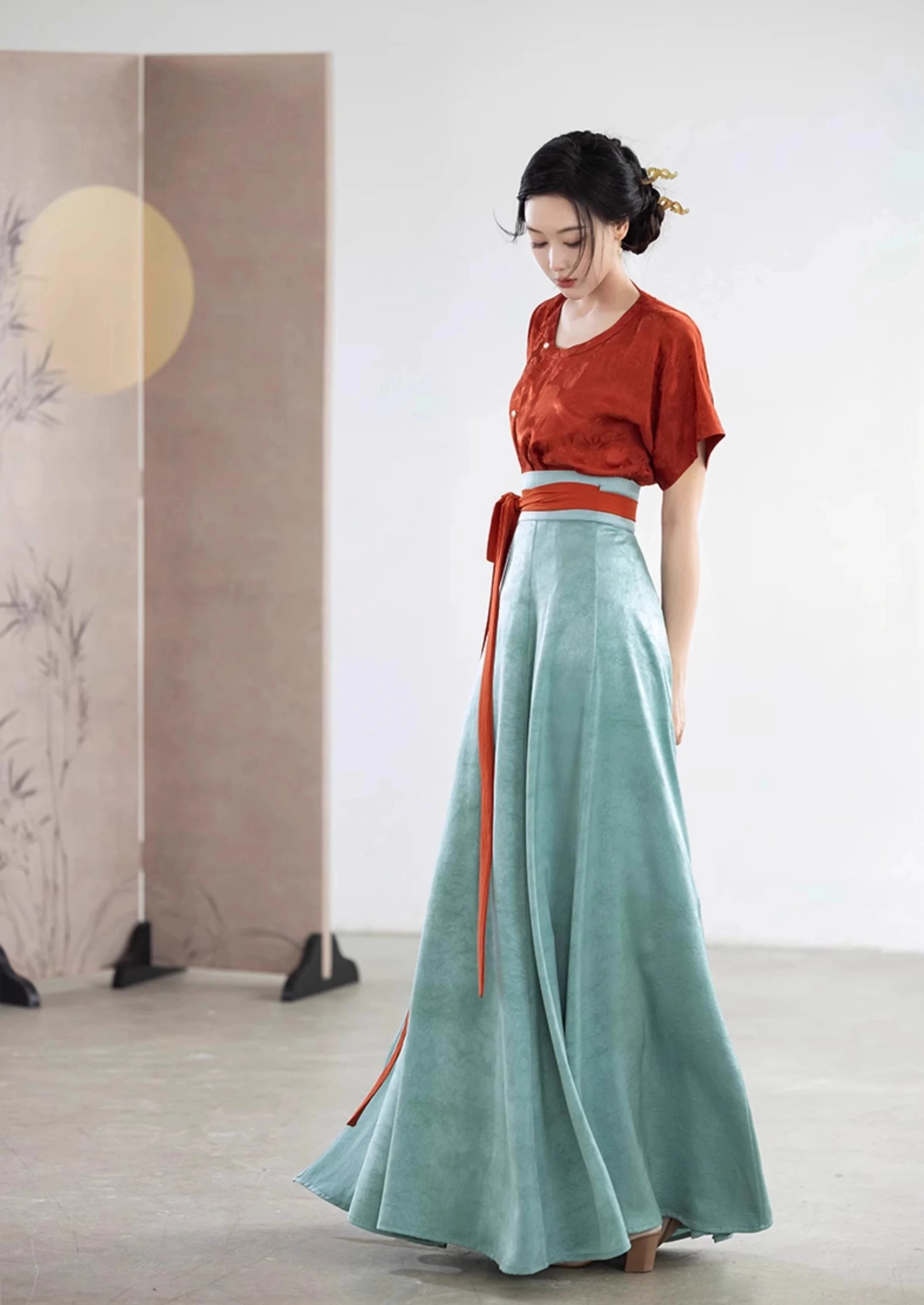 Women Modern Hanfu Artificial Silk-Cotton Summer Top | HANFUBAO