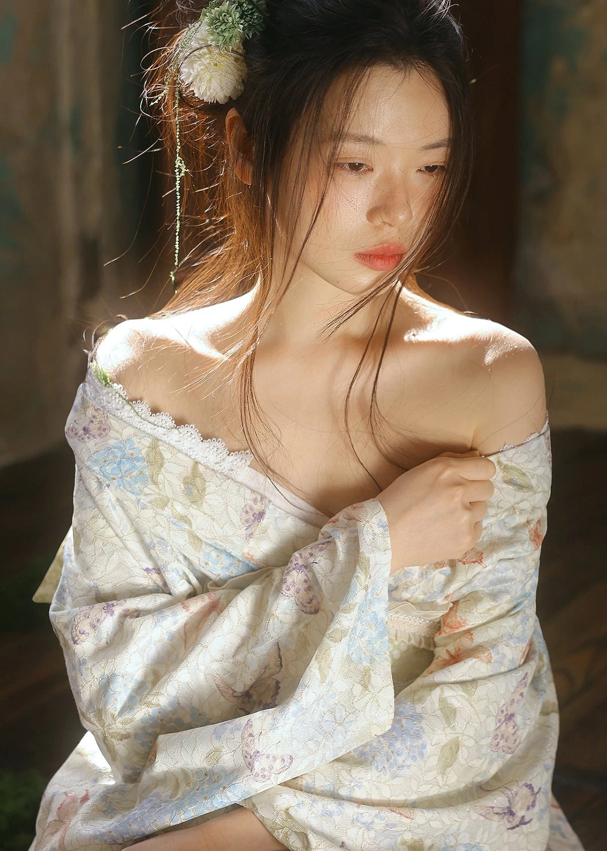 Women’s Butterfly Blossom Lace Hanfu Kimono Set,  Daily/Event Wear | HANFUBAO