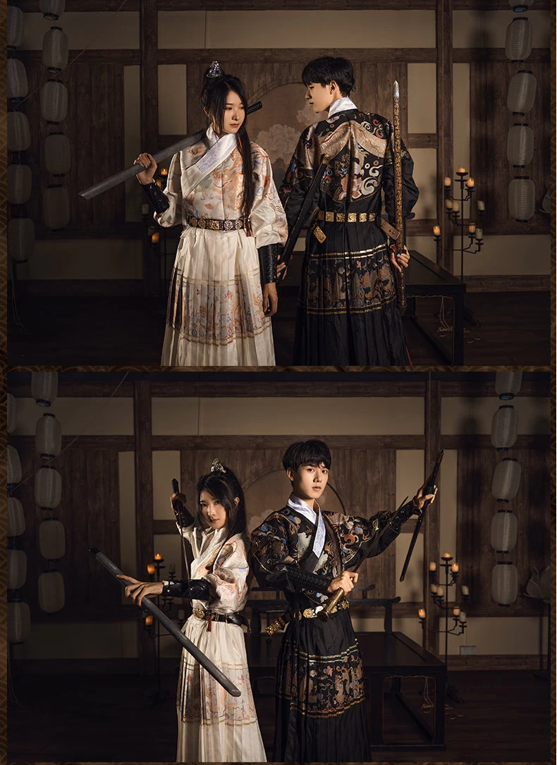 Unisex 4pc Embroidered Flying Fish Daily Hanfu Set| HANFUBAO