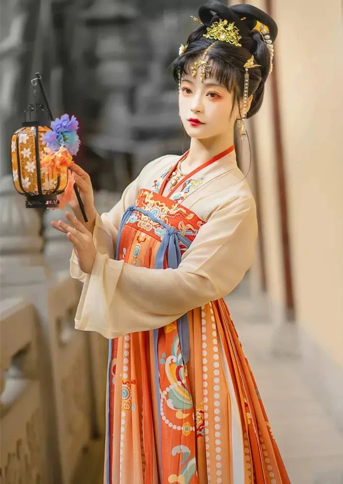 Women Modern Daily Hanfu Tang Chiffon Set Mountain Dream Pattern | HANFUBAO