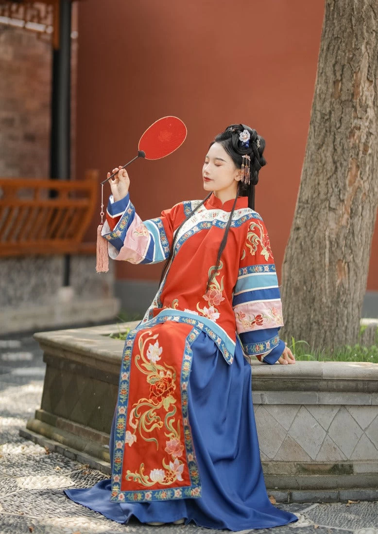 Women Modern Hanfu Cotton-Blend Qing Princess Shirt+Skirt Set | HANFUBAO