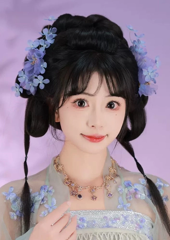 Women's Hydrangea Yarn Flower Hair Pieces for Hanfu Hairstyling | HANFUBAO