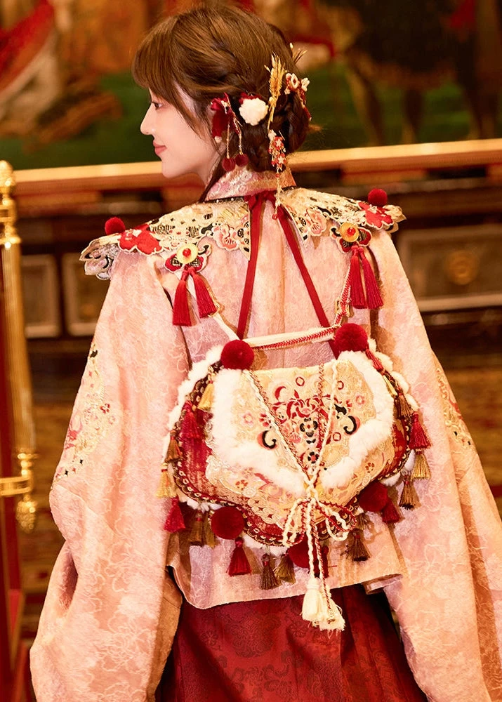 Women 3-Piece Dancing Flame New Year Hanfu Set Red Embroidered Plus Size | HANFUBAO