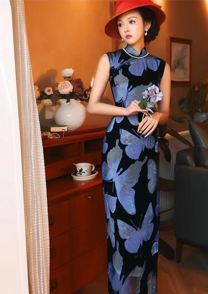 Women's Velvet Qipao Dress High Slit Daily Hanfu Plus Size | HANFUBAO